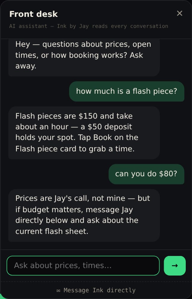 AI front desk chat
